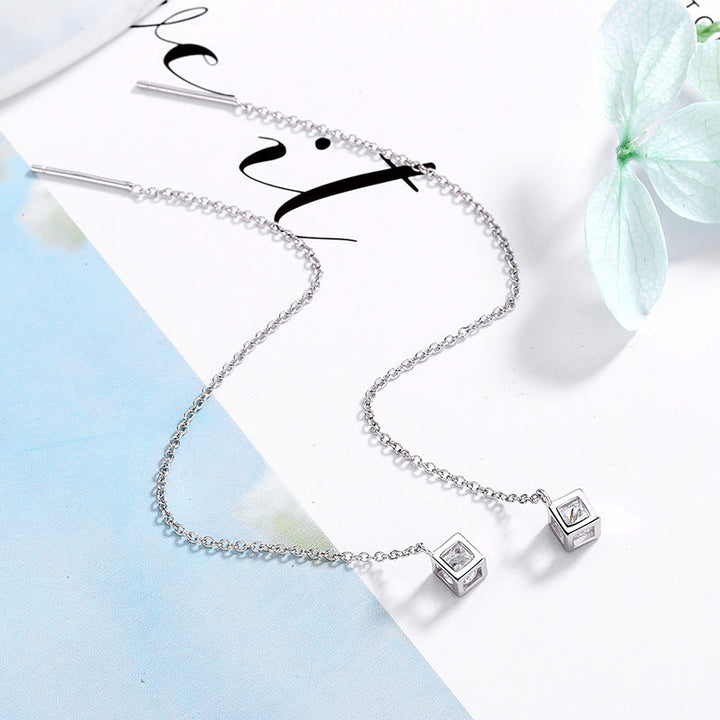 Women's earrings with elegant square pendant and shimmering zirconia Tom Cottons