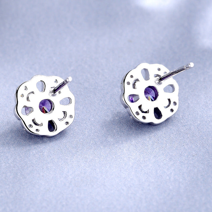Women's stud earrings with delicate flower design and sparkling crystals Tom Cottons