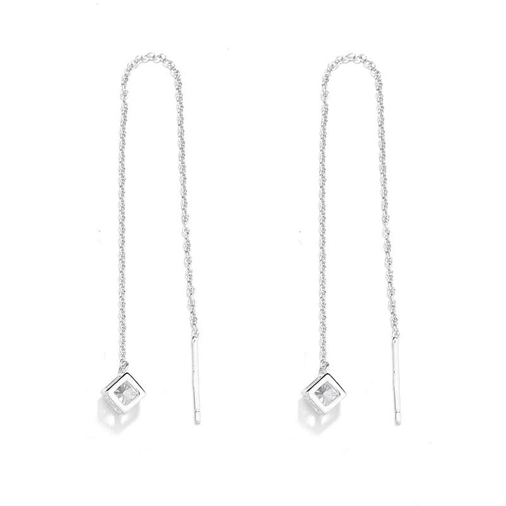 Women's earrings with elegant square pendant and shimmering zirconia Tom Cottons