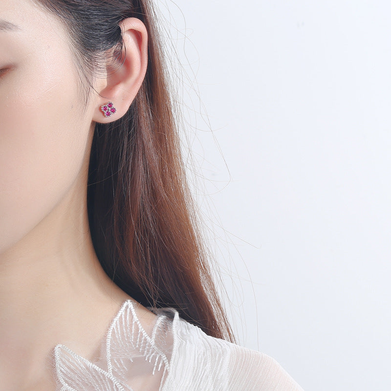 Women's earrings with multilayer floral design and sparkling zirconia Tom Cottons