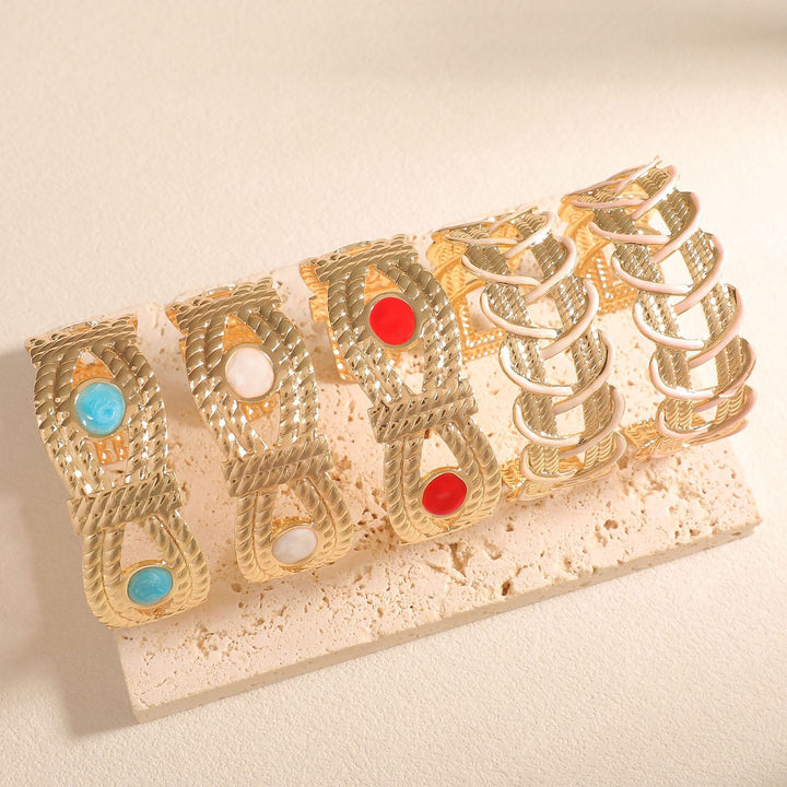 Women Open Bangle with Artistic Braiding Pattern Tom Cottons