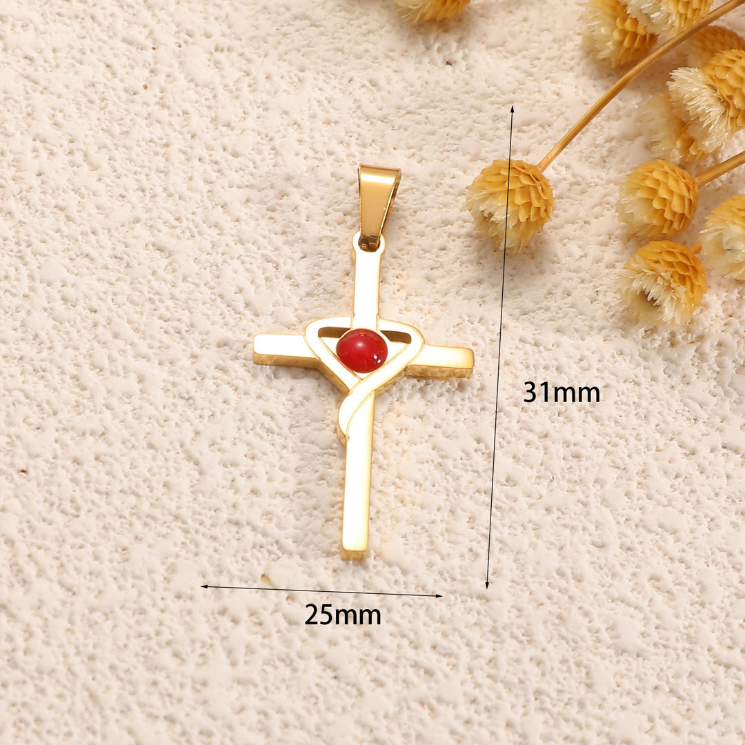Ladies cross pendant with heart-shaped design and sparkling accents Tom Cottons