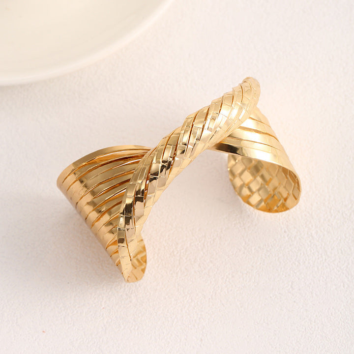 Ladies Open Bangle with Artistic Fold Design Tom Cottons