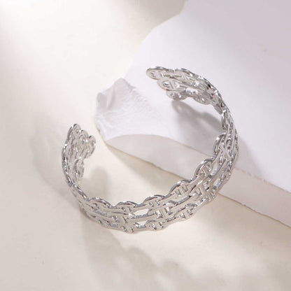 Women's Open Bangle in Modern Bamboo Design Tom Cottons