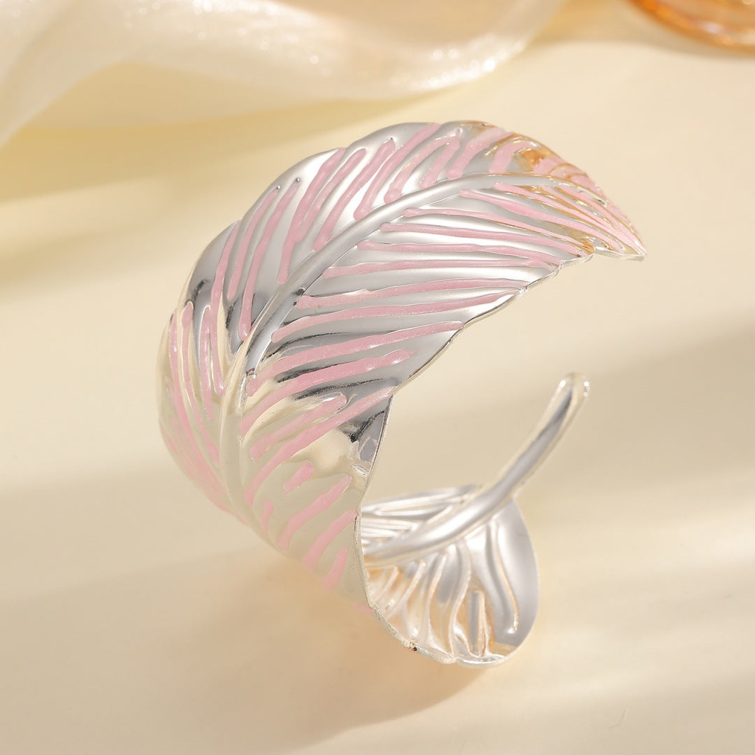 Ladies Open Cuff Bracelet in Tropical Leaf Design Tom Cottons