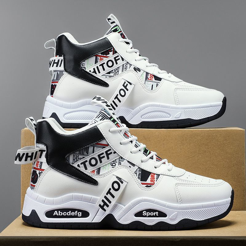 Women sporty ankle boots sneakers with high cut and fashionable accents