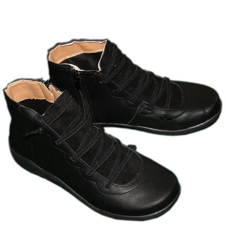 Women's High-Top Sneaker with trendy lace and zipper design