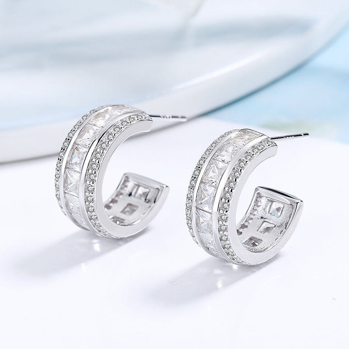 Women's stud earrings with elegant crystal and zirconia embellishment Tom Cottons