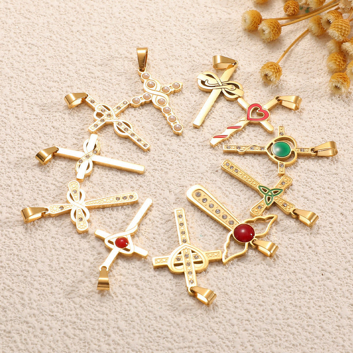 Ladies cross pendant with heart-shaped design and sparkling accents Tom Cottons