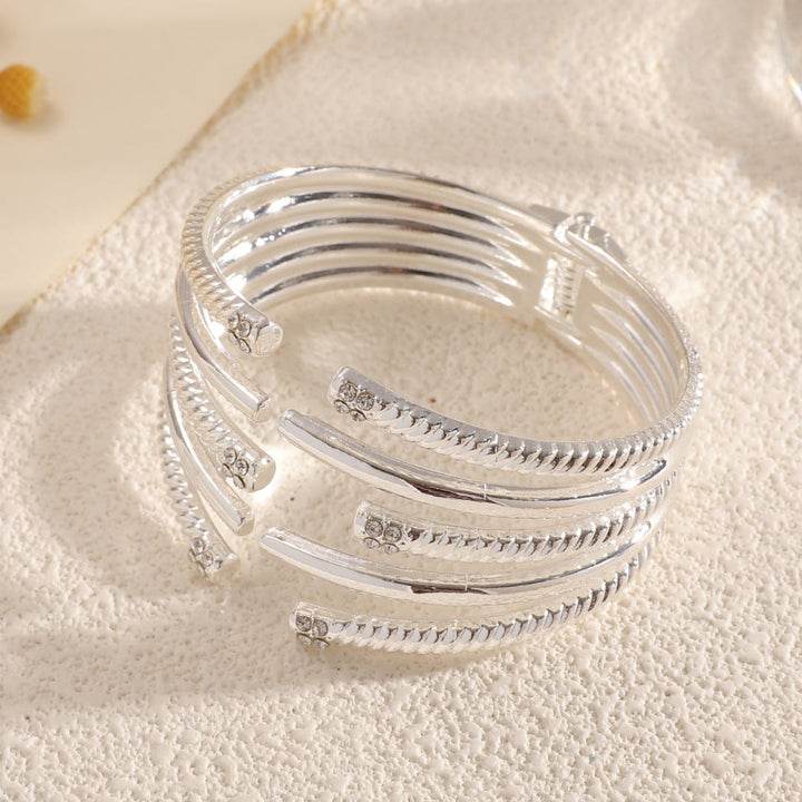 Women's Open Bangle with Modern, Layered Design Tom Cottons