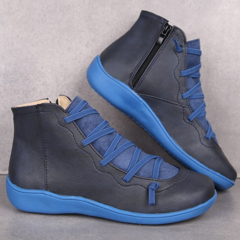 Women's High-Top Sneaker with trendy lace and zipper design