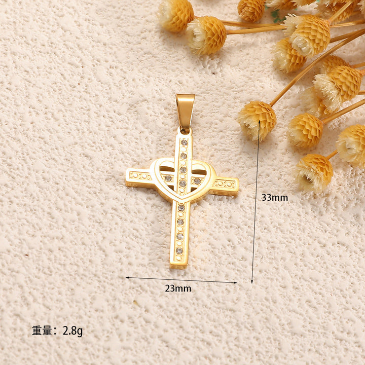 Ladies cross pendant with heart-shaped design and sparkling accents Tom Cottons
