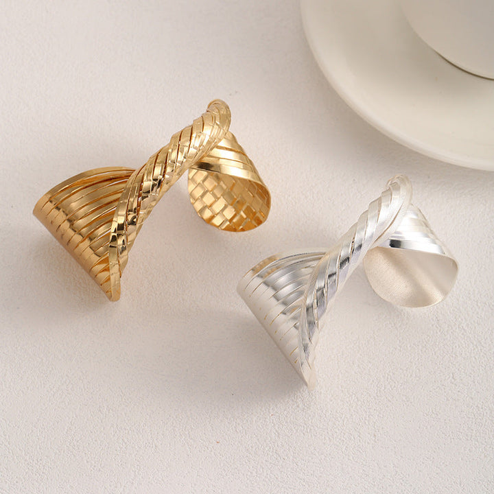 Ladies Open Bangle with Artistic Fold Design Tom Cottons