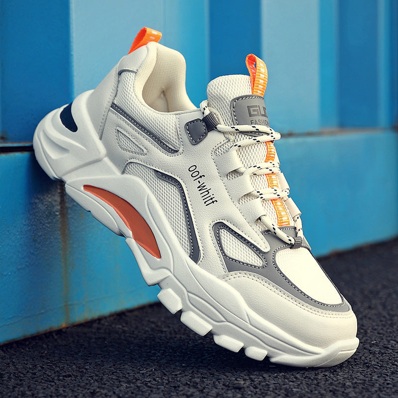 Ladies sporty sneakers with cushioning sole and breathable surface structure