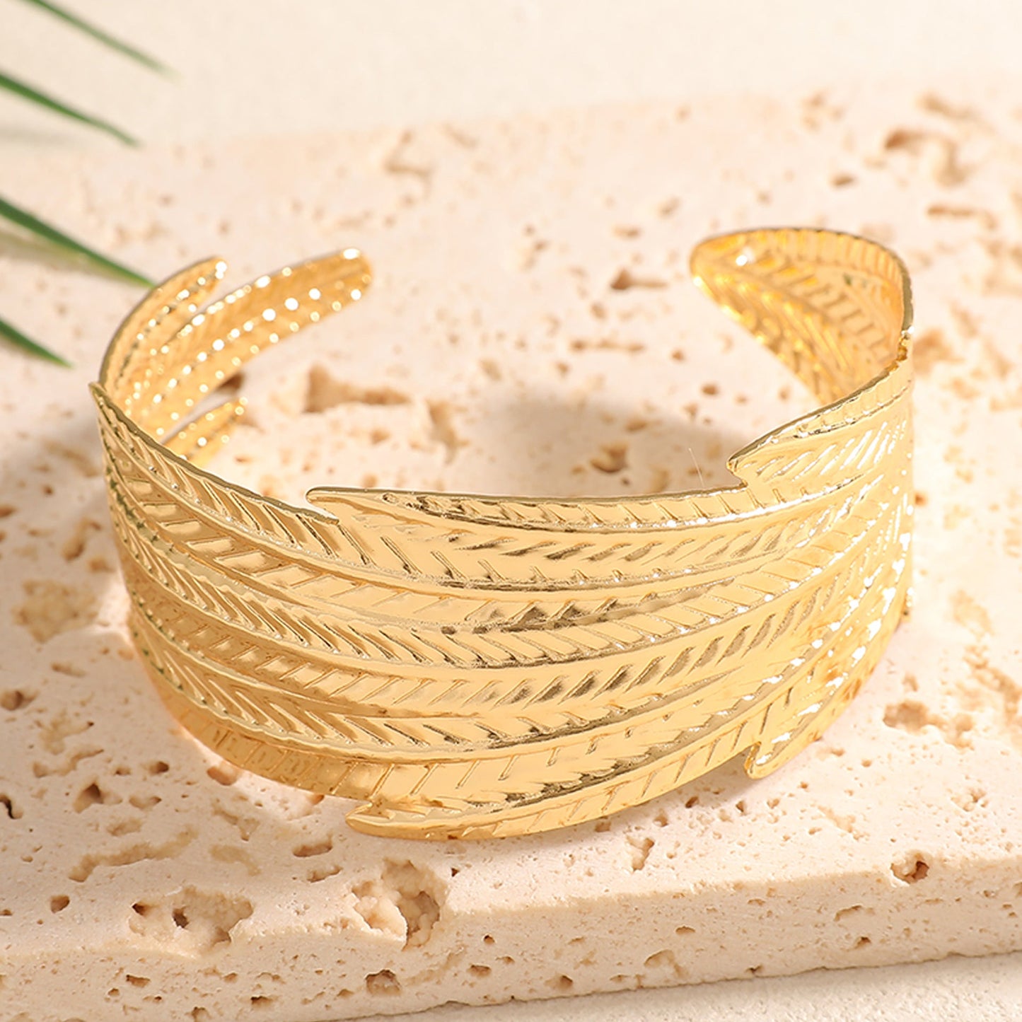 Ladies Open Bangle with Artistic Coral Pattern Tom Cottons