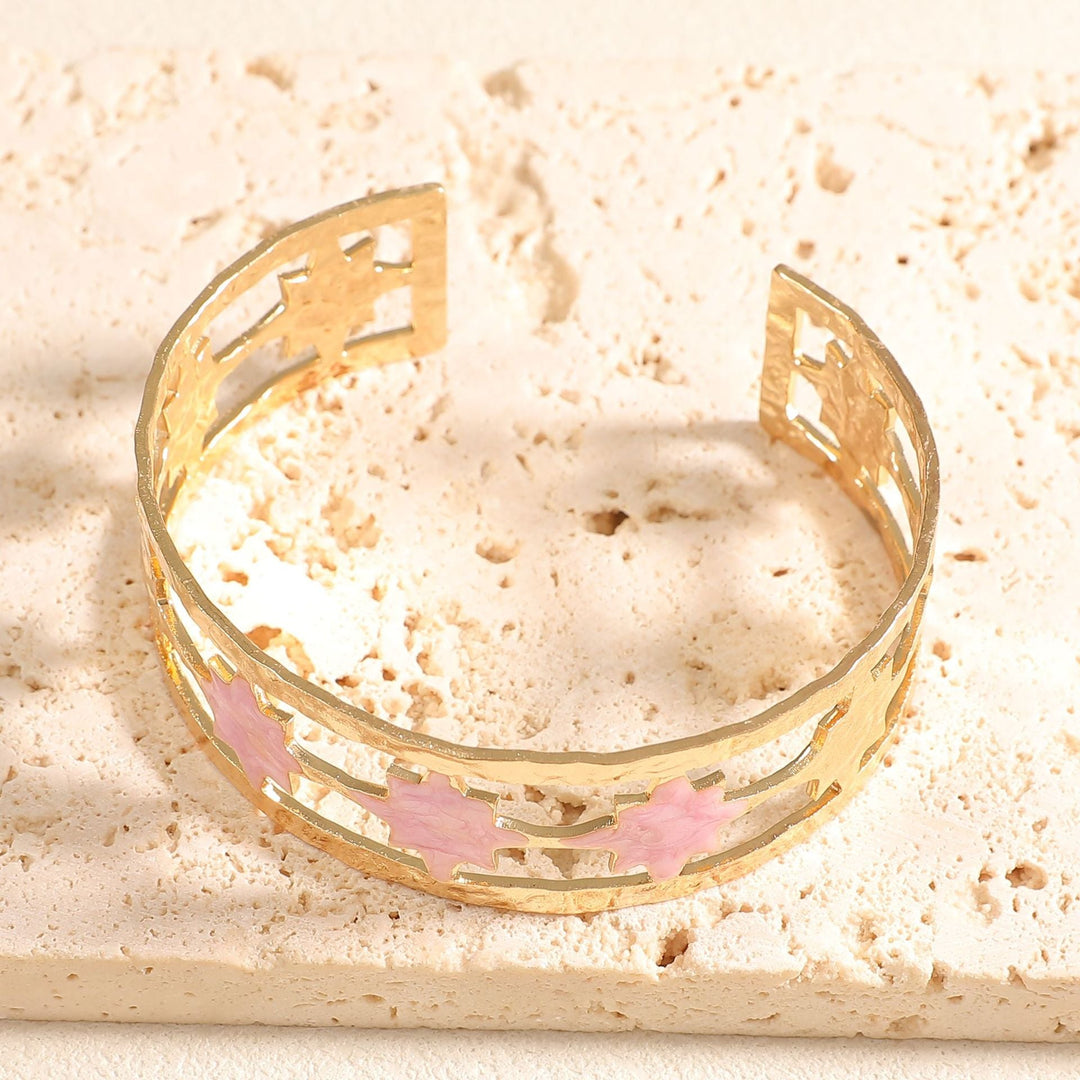 Women's Open Bangle with Elegant Leaf Design Tom Cottons