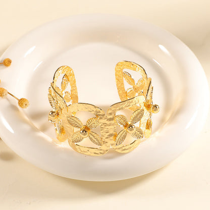 Ladies Open Bangle with Artistic Coral Pattern Tom Cottons