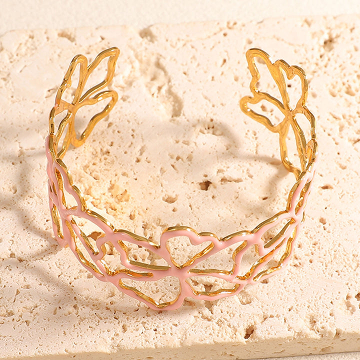 Women Open Bangle in Elegant Leaf Design Tom Cottons