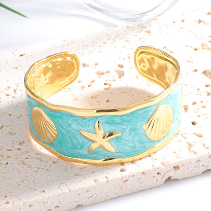 Women's Bangle with Maritime Shell and Starfish Design Tom Cottons