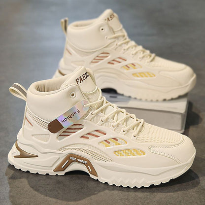 High-top athletic shoes for women with breathable mesh uppers and cushioned sole