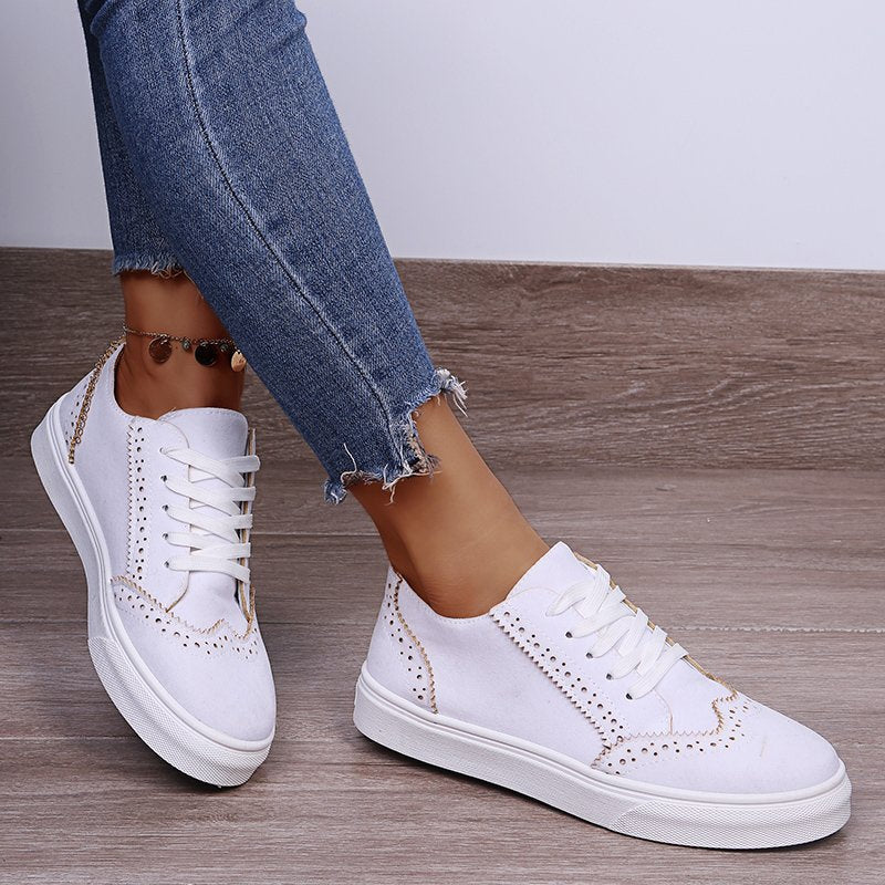 Women's Elegant Sneakers with Fashionable Brogue Design