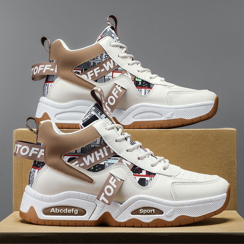 Women sporty ankle boots sneakers with high cut and fashionable accents