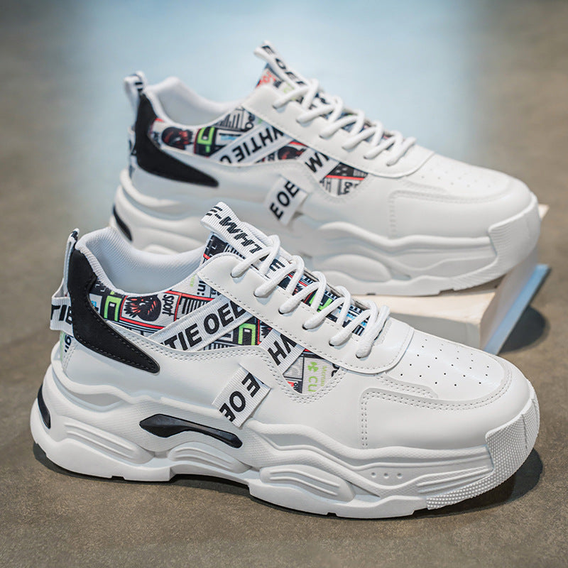Chunky sports sneakers for women with colorful design and breathable inserts