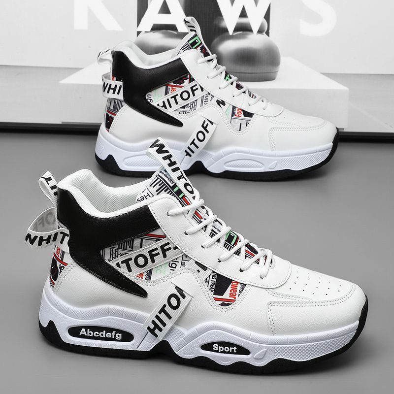 Women sporty ankle boots sneakers with high cut and fashionable accents