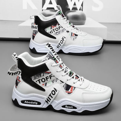 Women sporty ankle boots sneakers with high cut and fashionable accents