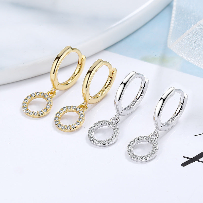 Women's earrings with sparkling circle pendant Tom Cottons
