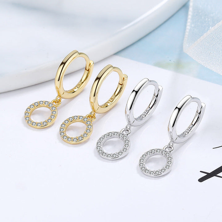 Women's earrings with sparkling circle pendant Tom Cottons