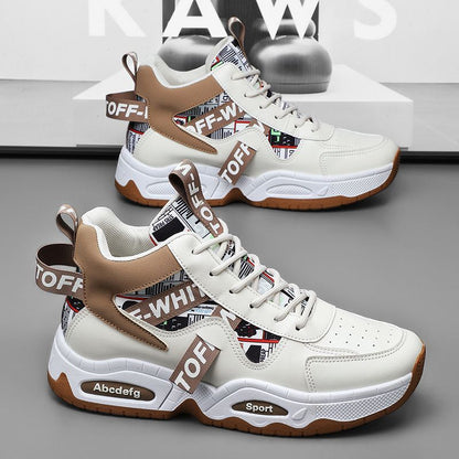 Women sporty ankle boots sneakers with high cut and fashionable accents