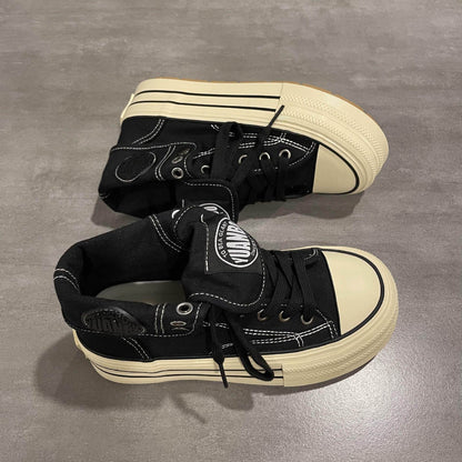 Women's High-Top Sneakers with Thick Rubber Sole and Side Zipper