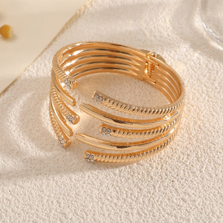Women's Open Bangle with Modern, Layered Design Tom Cottons