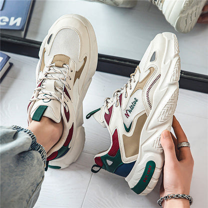 Modern chunky sneakers for women with breathable surface structure