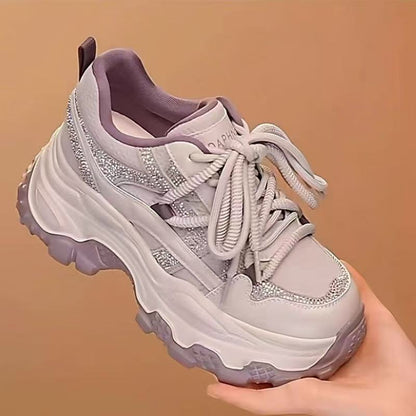 Women's sporty sneakers with eye-catching cushioning and glittering accents