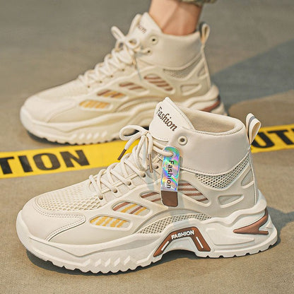 High-top athletic shoes for women with breathable mesh uppers and cushioned sole