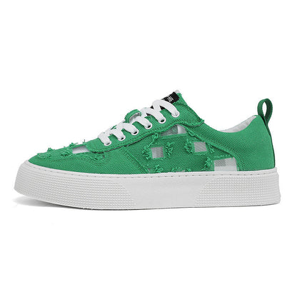 Women's fashionable sneakers with trendy distressed look and durable upper material