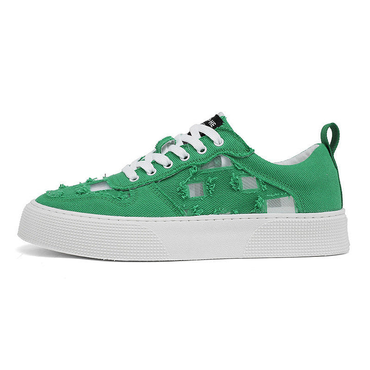 Women's fashionable sneakers with trendy distressed look and durable upper material