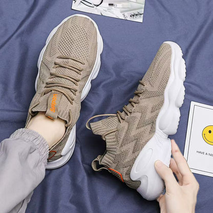 Women High-Cut Sport Sneakers with Elastic Knit Section