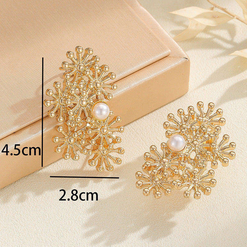 Women’s ear clips with elaborate flower design and pearl accent Tom Cottons