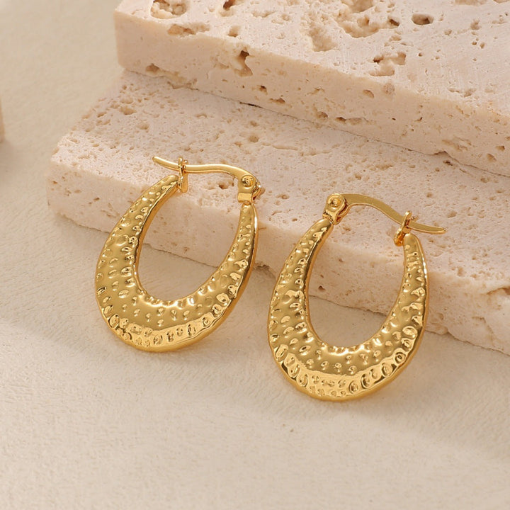 Women's Hanging Earrings with Integrated, Textured Design Tom Cottons