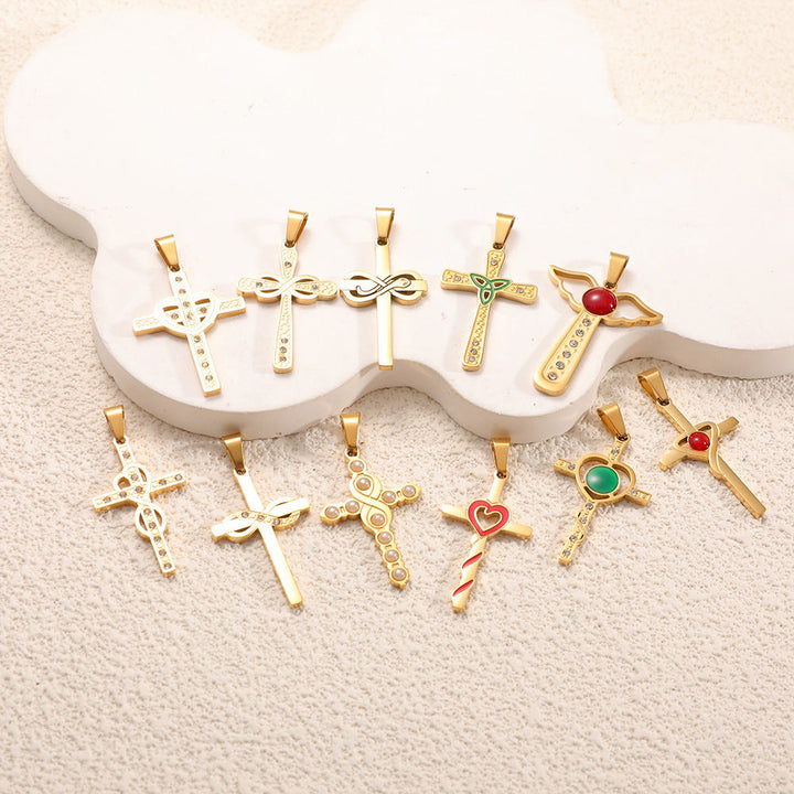 Ladies cross pendant with heart-shaped design and sparkling accents Tom Cottons