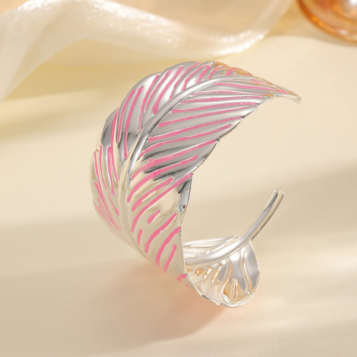 Ladies Open Cuff Bracelet in Tropical Leaf Design Tom Cottons