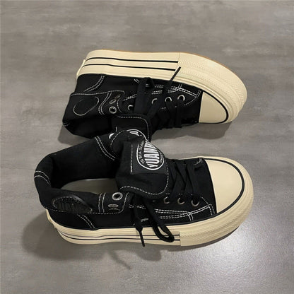 Ladies High-Top Sneakers with fashionable pleated look and durable rubber sole