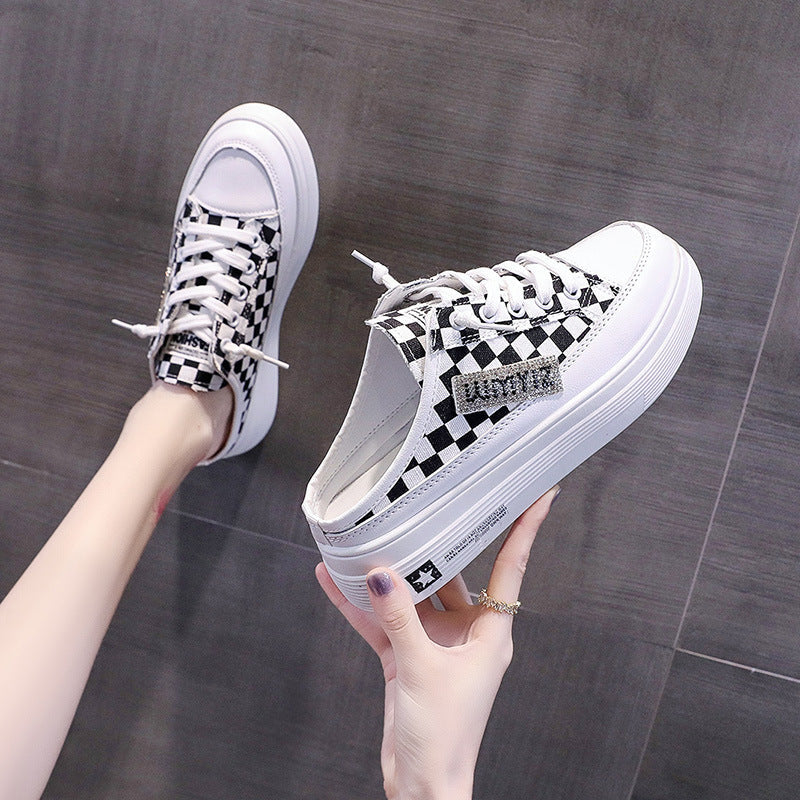 Women's Comfortable Sneakers with Fashionable Checkerboard Pattern
