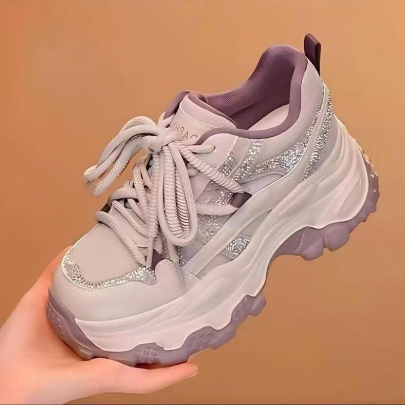 Women's sporty sneakers with eye-catching cushioning and glittering accents