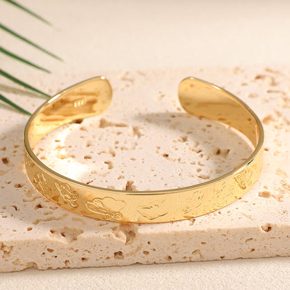 Ladies Open Bangle with Artistic Coral Pattern Tom Cottons