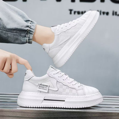 Fashion platform sneakers for women with a modern plaid pattern and comfortable padding