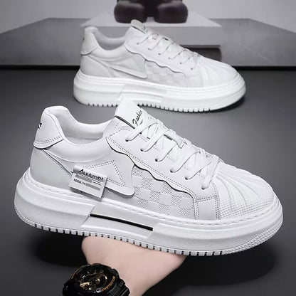 Fashion platform sneakers for women with a modern plaid pattern and comfortable padding
